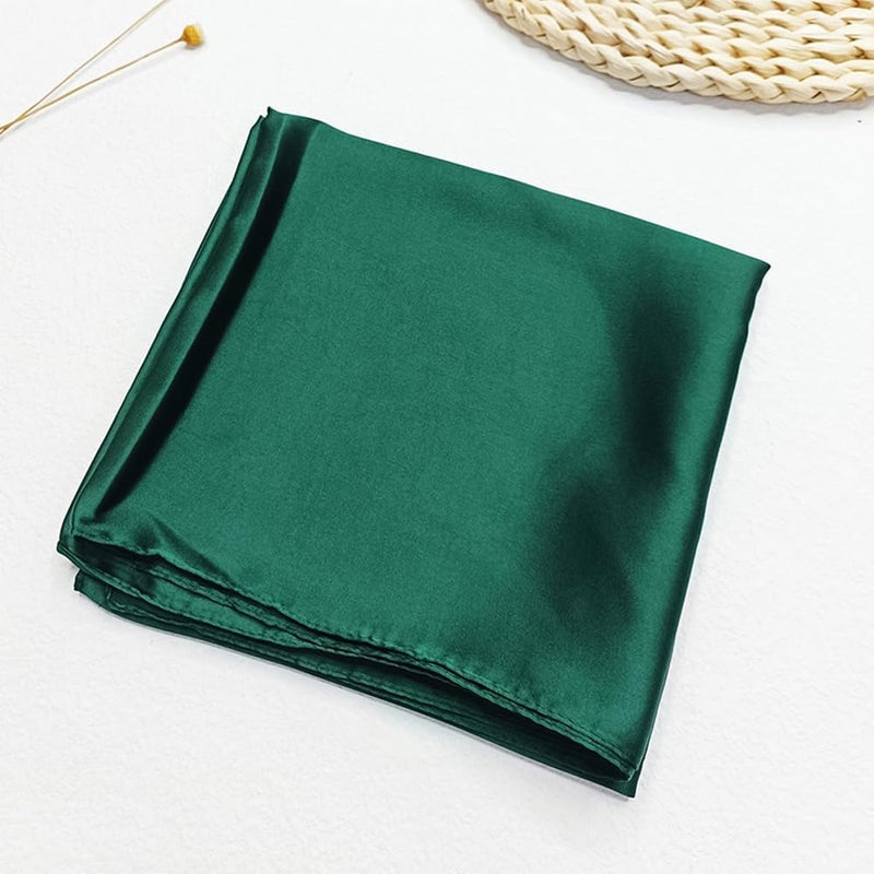 Chung Women's Square Satin Scarf 27.5" Bandanas Solid 50s Retro Neck Scarves Emulation Silk Handbag Hair Ribbons Necktie - Image 3
